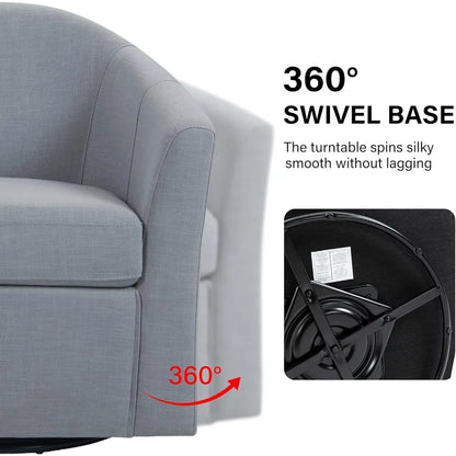Swivel Accent Armchair - Modern Round Single Sofa Seating Comfy Reading Barrel Chairs - For Living Room, Bedroom or Office