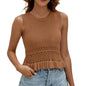 Summer Clothes - Women's Knitted Sleeveless Top With Hollow Hem
