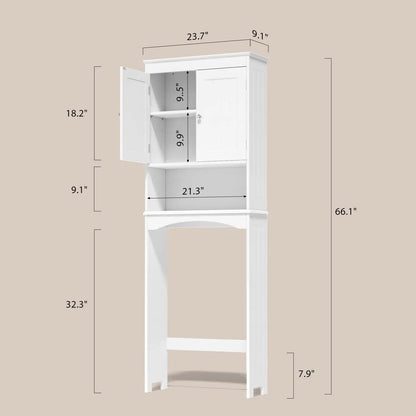 Over The Toilet Storage Cabinet w/ Adjustable Shelf and Double Doors