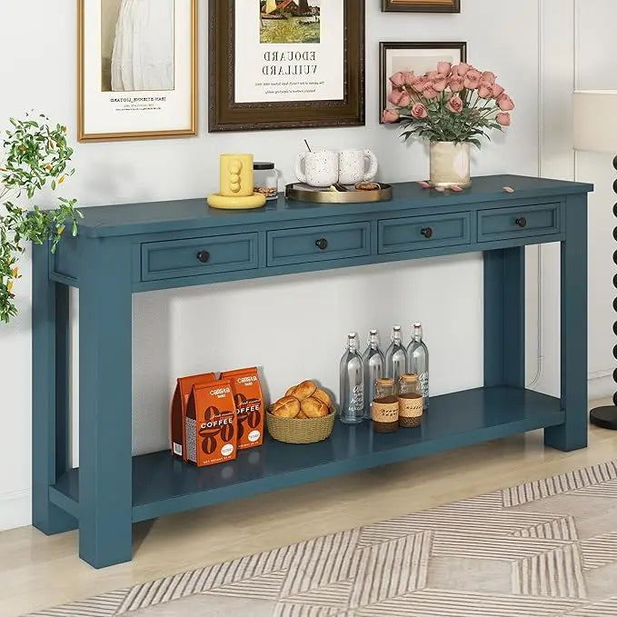 Console Table for Entryway, Hallway Or Sofa Table with Storage Drawers and Bottom Shelf
