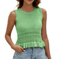 Summer Clothes - Women's Knitted Sleeveless Top With Hollow Hem