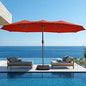 15ft Large Patio Umbrella with Base Included - Outdoor Double-Sided Umbrella with Crank Handle - Powerful UV Protective, for Poo