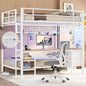 Metal Full Size Over Twin Loft Bed with Led Lights, Storage Shelves and Charging Station