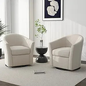 Swivel Accent Armchair - Modern Round Single Sofa Seating Comfy Reading Barrel Chairs - For Living Room, Bedroom or Office