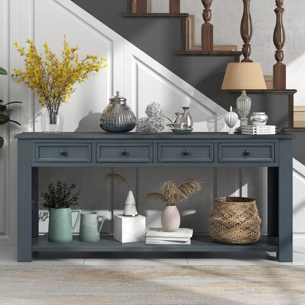 Console Table for Entryway, Hallway Or Sofa Table with Storage Drawers and Bottom Shelf