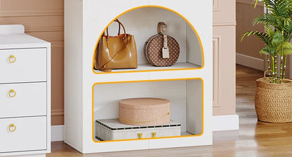 70.87" Tall Geometric Bookshelf - White Arched Bookcase with 5 Irregular Storage Shelves - Free-Standing for Living Room, Bedroom, Office