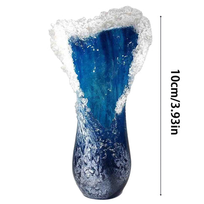 Sea Wave Vase, Wavy Vase Resin Blue Wavy Vase For Office Living Room Decorations Coffee Shop Decor