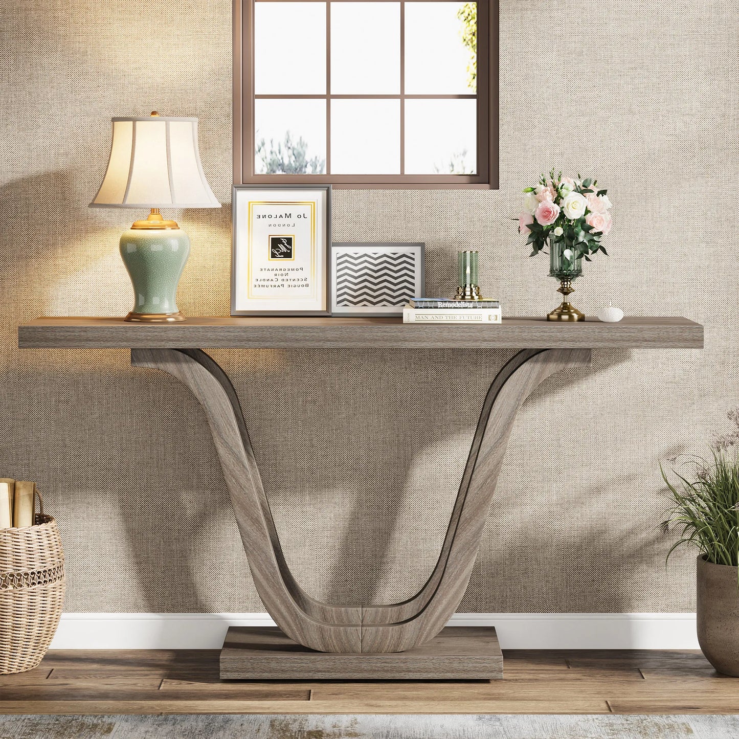 Tribesigns Farmhouse Console Table - 55 Inch Wood Sofa Table - Entryway Table - Industrial Rustic Narrow Hallway Tables