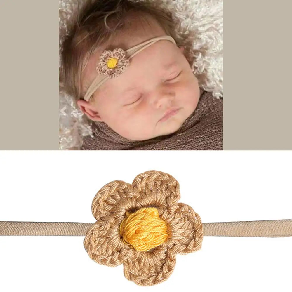 Baby Nylon Headband Bows - 10 Pieces - Handmade Tied Bow For Little Ones & Toddlers - Comfortable, Soft & Stretchy