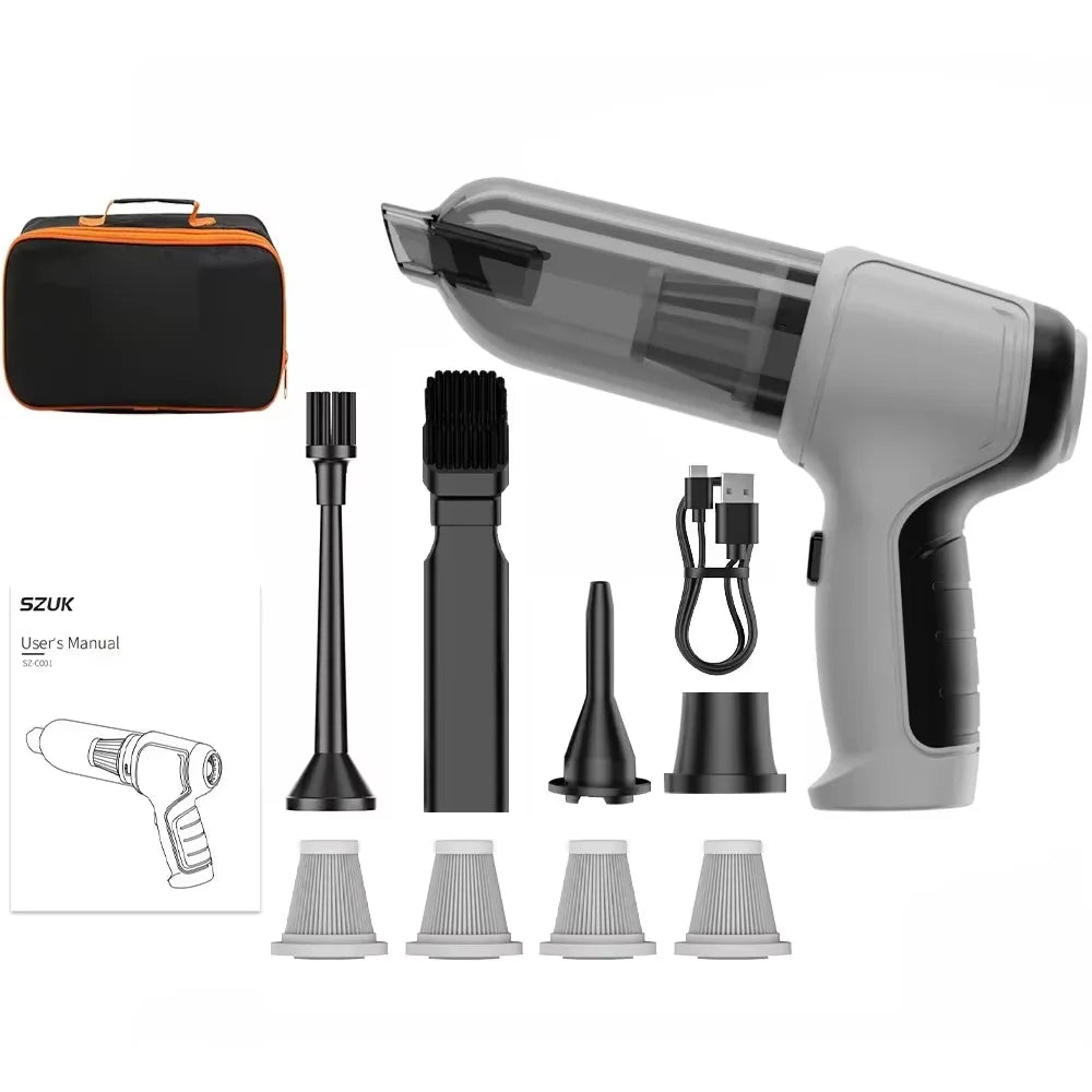 New Mini Portable Car Vacuum Cleaner - Powerful Handheld Wireless Cleaner with One Click Dust Removal