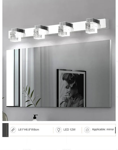 LED Wall Lights Crystal Sconce For Bathroom, Touch On/Off Light