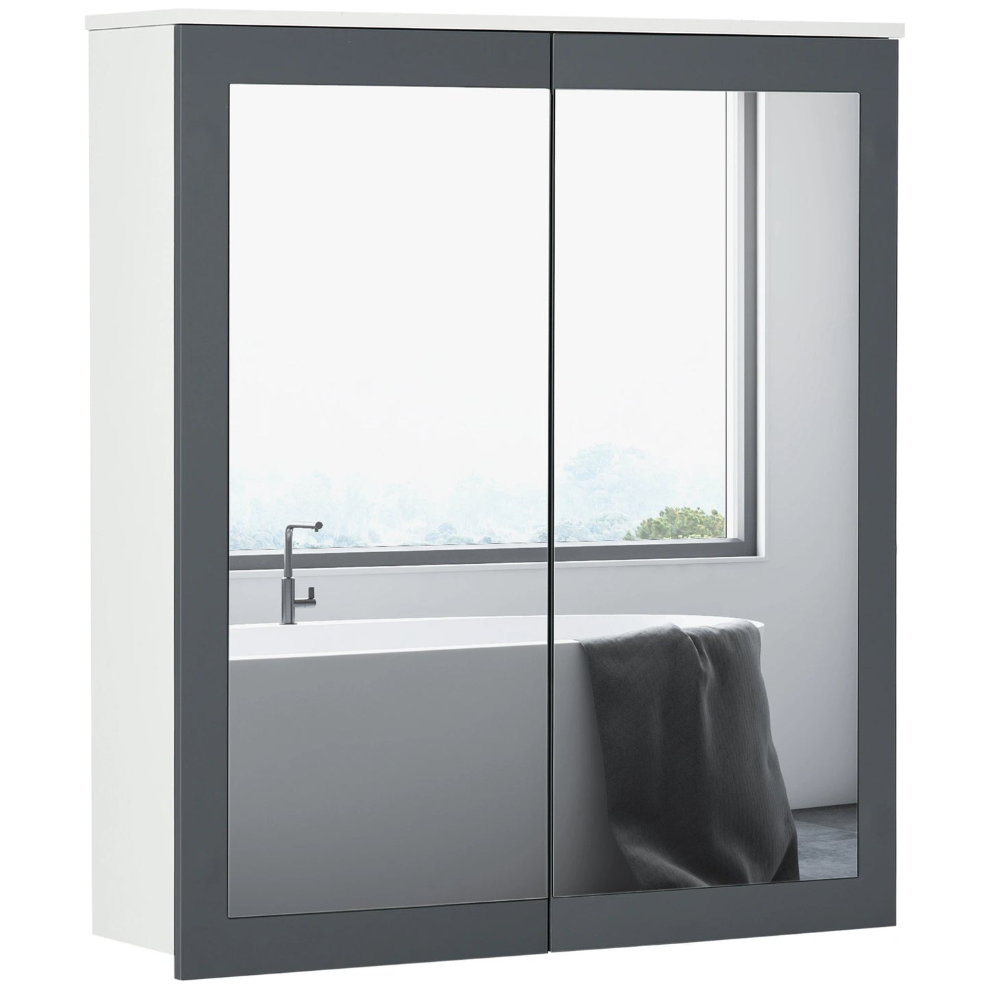 Wall Mounted Bathroom Wall Cabinet with Mirror Double Doors
