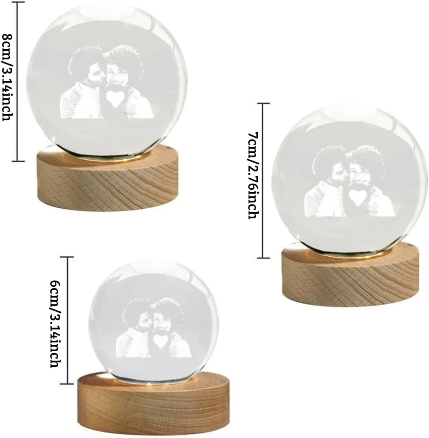 Custom Snow Globe Night Light - Warm Light