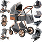 Luxury Baby Stroller 3 in 1 High Landscape - Baby Cart Can Sit, Can Lie, Portable Pushchair, Baby Cradle & Infant Carrier