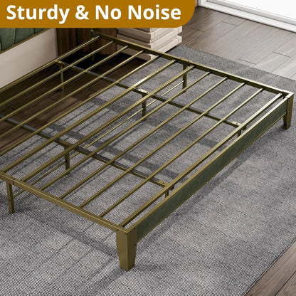 A New Bed Frame - Storage Headboard with Charging Station - No Box Spring Needed - Dark Green
