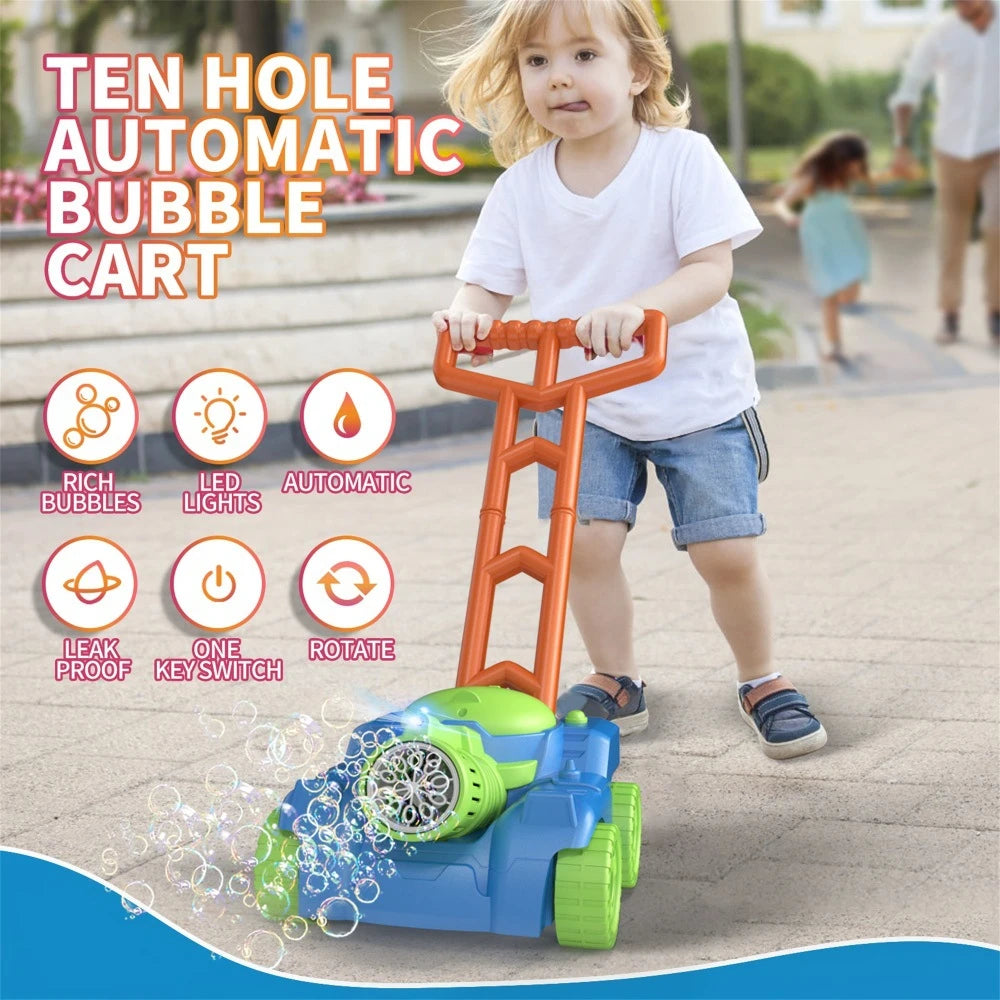 Automatic Lawn Mower Bubble Machine - Bubble Blower - Baby Activity Walker for Outdoors - Kids Toys For Children