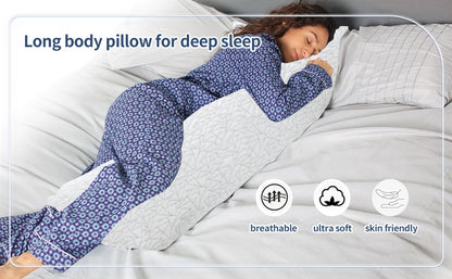 Memory Foam Body Pillow - Fluffy Body Pillows for Adults - Large Long Bed Pillows for Sleeping - 20x54 inch, White