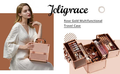 Portable Travel Makeup Case - Alloy Cosmetics Make Up Storage - Organizer Box