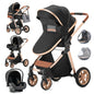 Luxury Baby Stroller 3 in 1 High Landscape - Baby Cart Can Sit, Can Lie, Portable Pushchair, Baby Cradle & Infant Carrier