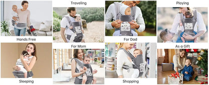 Baby Carrier - Newborn to Toddler - Toddler Carrier with Hood - All Seasons & All Position - Baby Hip Carrier