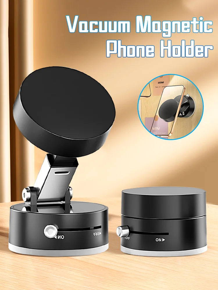 New Double Sided Magnetic Phone Holder - Bottom Is A Vacuum Suction - For Car, Glass, Mirror, iPhone & Android
