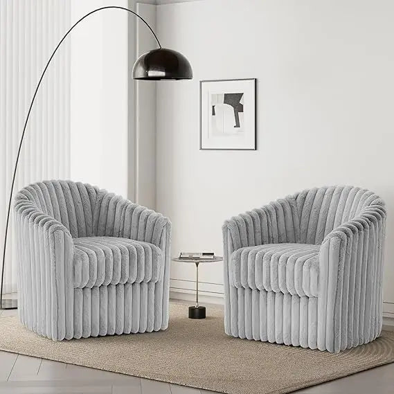 Swivel Accent Armchair - Modern Round Single Sofa Seating Comfy Reading Barrel Chairs - For Living Room, Bedroom or Office