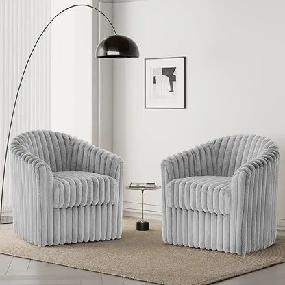 Swivel Accent Armchair - Modern Round Single Sofa Seating Comfy Reading Barrel Chairs - For Living Room, Bedroom or Office