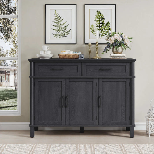 48" Storage Buffet Cabinet - 2 Drawers & Doors, Adjustable Shelve, Wooden Kitchen. Living Room & Hallway Cabinet