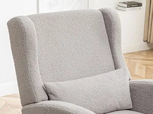 Rocking Chair with Foot Rest - Wingback Nursery Rocking Chair - Teddy Nursing Rocker Chair with Pillow