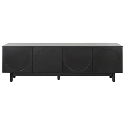 TV Stand with Arch Cabinets for TVs Up to 78'', w/ Solid Wood Legs & Adjustable Shelves