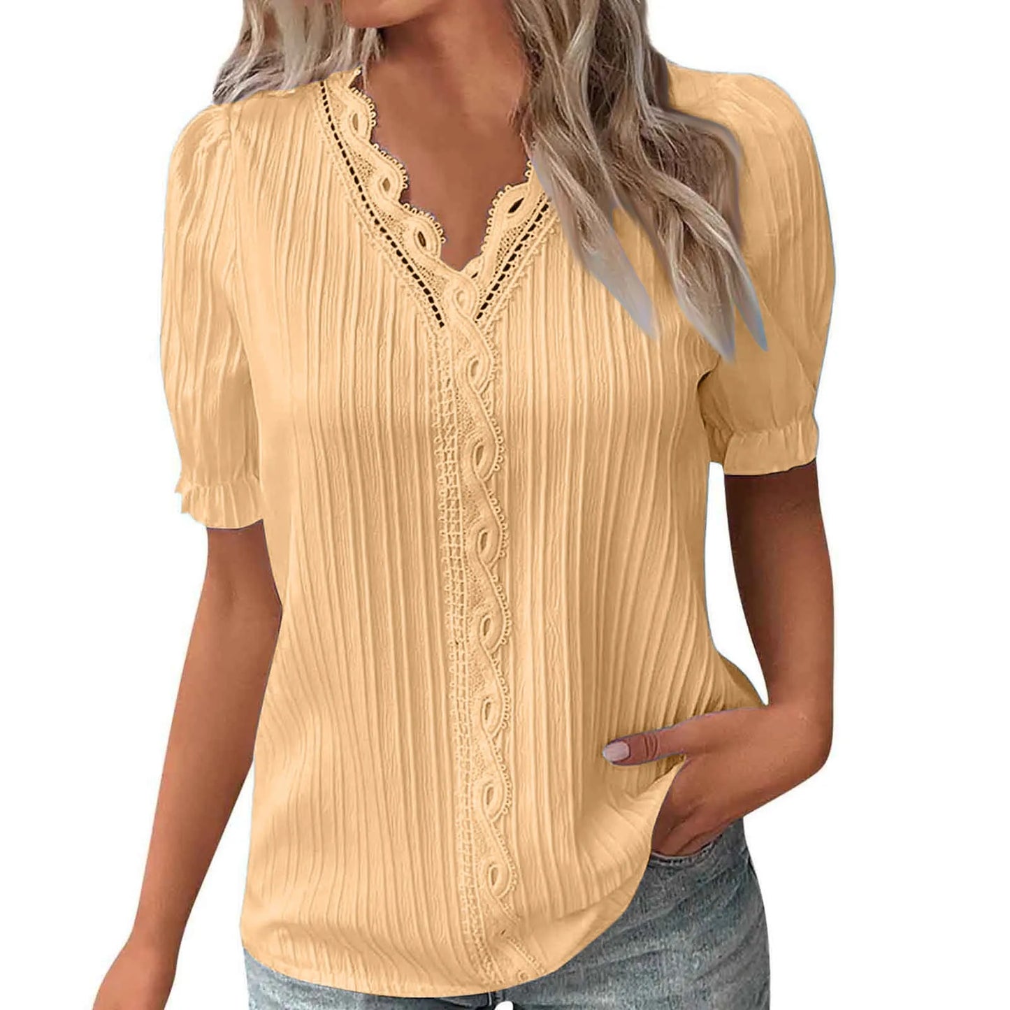 Ladies Summer Hollow Short-Sleeved Tops -Tops For Women, Summer Clothes