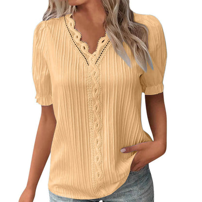 Ladies Summer Hollow Short-Sleeved Tops -Tops For Women, Summer Clothes
