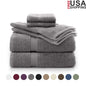 6-Piece Towel Set - 600 GSM 100% Cotton Ultra Absorbent &Soft - Daily Use Bath Towels, Hand Towels, Washcloths - Quick Dry Machine