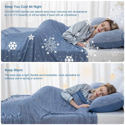 1PC Cooling Blanket for Hot Sleepers - Lightweight Summer Cold Thin Blankets for Sleeping, Hot Flashes, Night Sweats, Soft Blanket