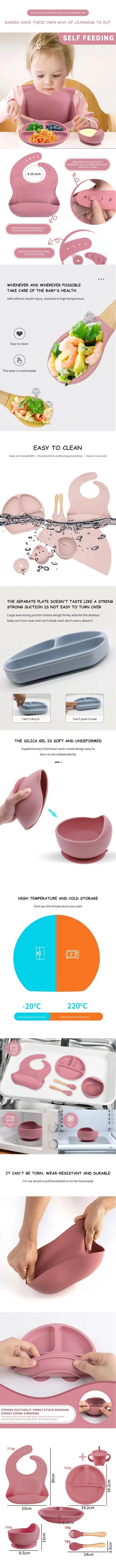 6 PCS Baby Meal Silicone Set - Childrens Meal Training Set w/Cutlery