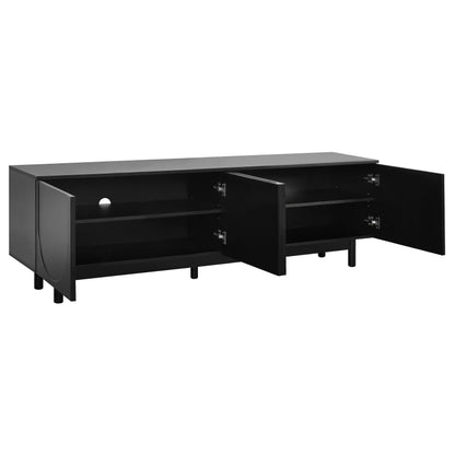 TV Stand with Arch Cabinets for TVs Up to 78'', w/ Solid Wood Legs & Adjustable Shelves