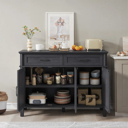 48" Storage Buffet Cabinet - 2 Drawers & Doors, Adjustable Shelve, Wooden Kitchen. Living Room & Hallway Cabinet