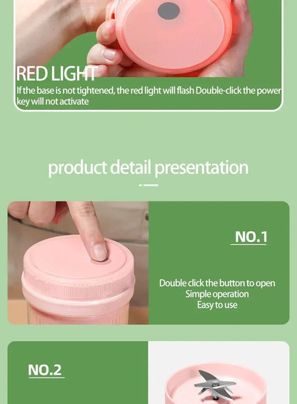 Electric Juice Blender -16FL OZ. - 6 Blades - USB Portable Charger