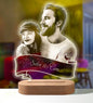 Custom Photo Night Light - Carved Wood Base - Personalized Text