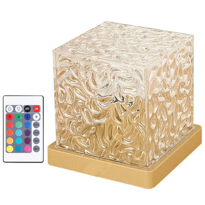 Water Ripple Night Light Touch Control Rotating Water Wave Lamp Projector USB Rechargeable Atmosphere Crystal Lamp Room Decor
