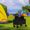 Black Small Handcart - Outdoor Garden Folding Cart - Collapsible Utility Shopping Wagon - Portable Trolley Cart