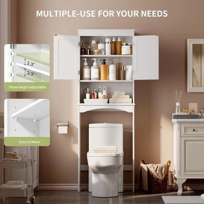 Over The Toilet Storage Cabinet w/ Adjustable Shelf and Double Doors