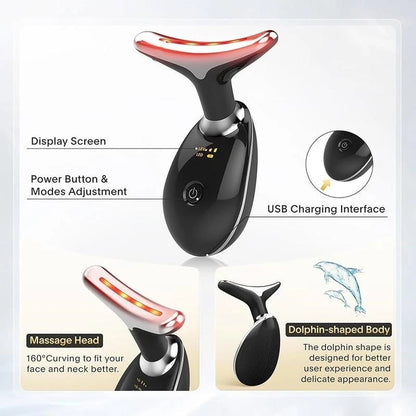 7 in 1 Rejuvenation Instrument - Infrared - Neck & Face Skin Massager & Vibration - 1 Piece Set Portable - USB Charger
