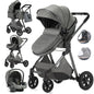 Luxury Baby Stroller 3 in 1 High Landscape - Baby Cart Can Sit, Can Lie, Portable Pushchair, Baby Cradle & Infant Carrier