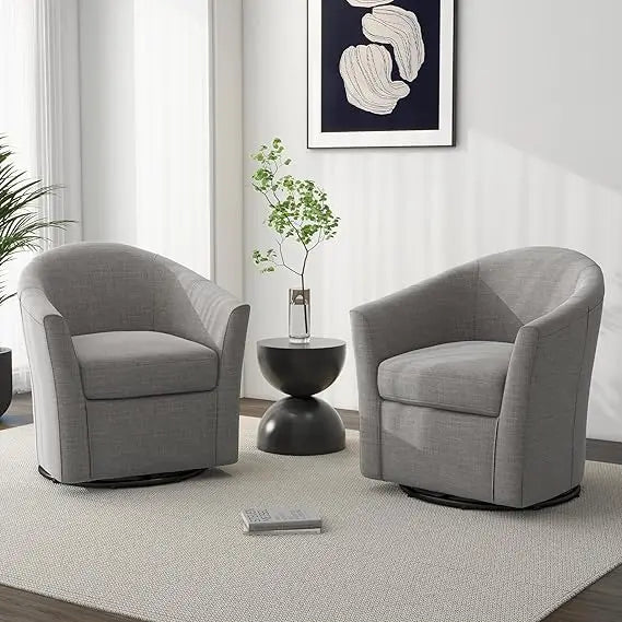 Swivel Accent Armchair - Modern Round Single Sofa Seating Comfy Reading Barrel Chairs - For Living Room, Bedroom or Office