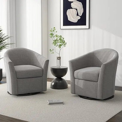 Swivel Accent Armchair - Modern Round Single Sofa Seating Comfy Reading Barrel Chairs - For Living Room, Bedroom or Office