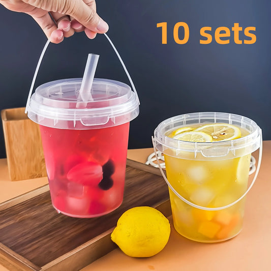 10pcs 33.81oz Large Plastic Cups with Lids & Straws - Reusable, Bpa-Free. Beverage Tumblers for Iced Drinks