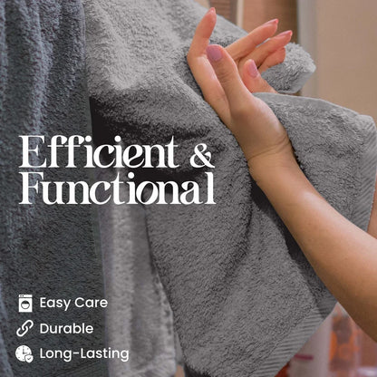 6-Piece Towel Set - 600 GSM 100% Cotton Ultra Absorbent &Soft - Daily Use Bath Towels, Hand Towels, Washcloths - Quick Dry Machine
