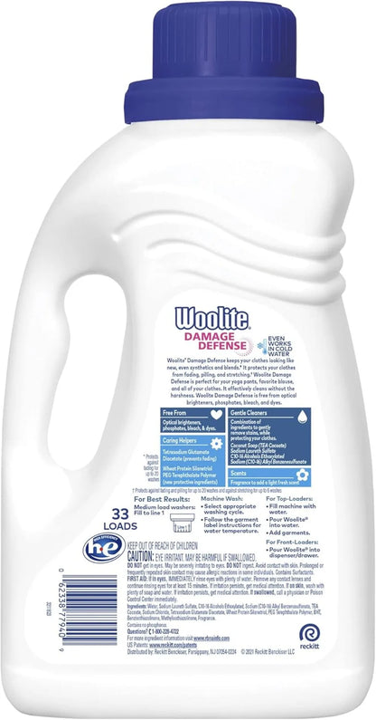 Woolite Damage Defense Liquid Laundry Detergent - Light Fresh Scent - 33 or 66 Loads, 50 or 100 Fl Oz