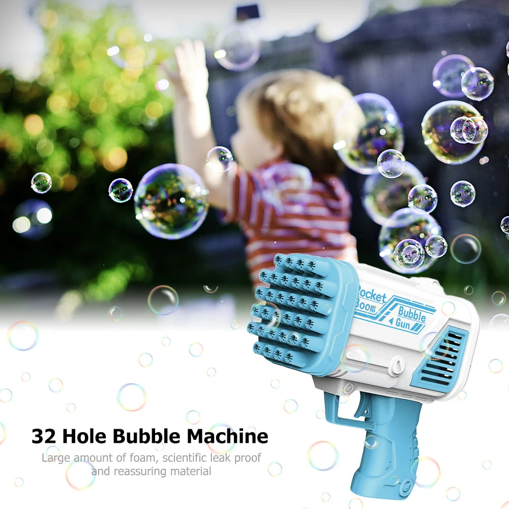 32 Hole Handheld Bubble Gun Kids Toy Bazooka Bubbles Machine Soap Blower Children's Outdoor Toy Kids Bathing Toys For Boys Girls